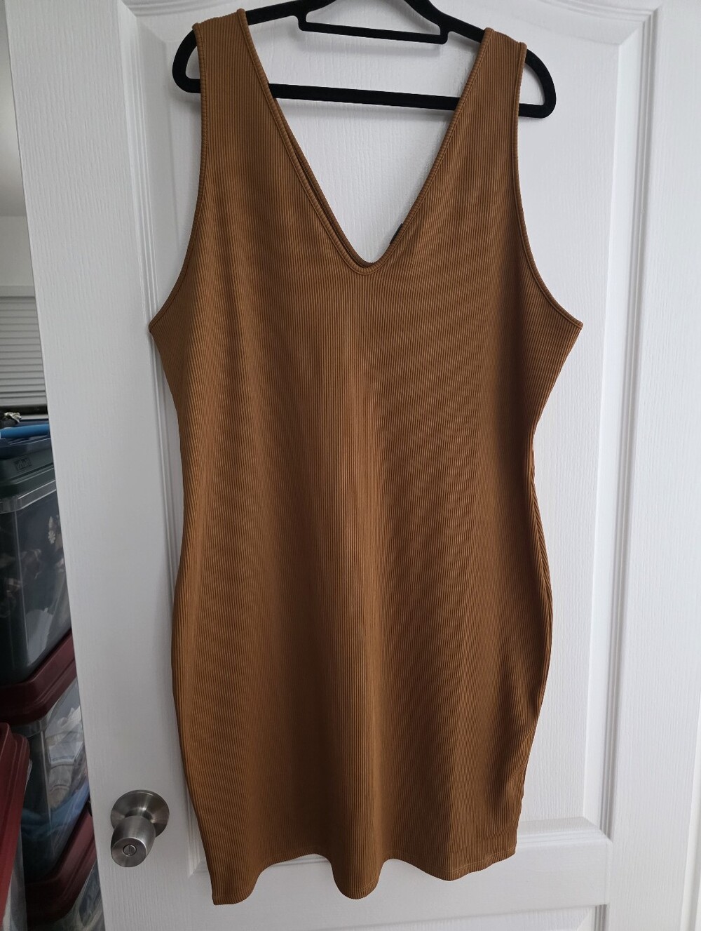 NWT wild fable Brown Ribbed V‑Neck Mini Dress